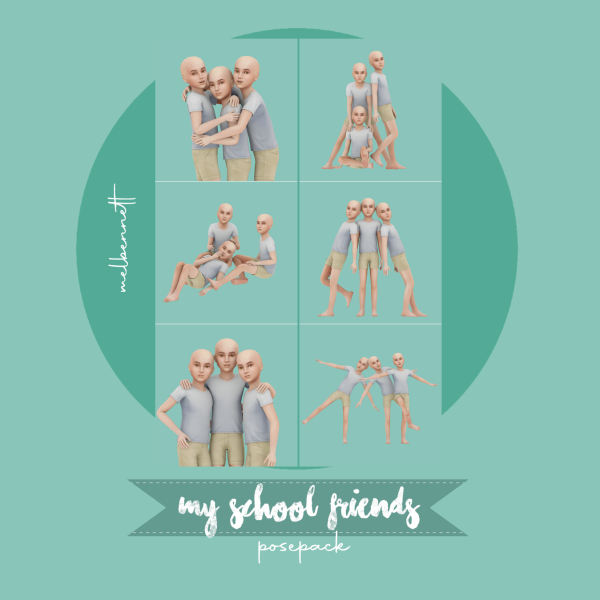 Mix My School Friend Posepack by melbennett - The Sims 4 Custom Content