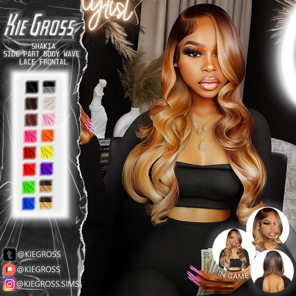 Alpha Shakia side part body wave lace by simsfinds - The Sims 4 Custom Content