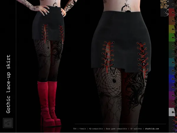 Alpha GOTHIC LACE UP SKIRT by simsfinds - The Sims 4 Custom Content