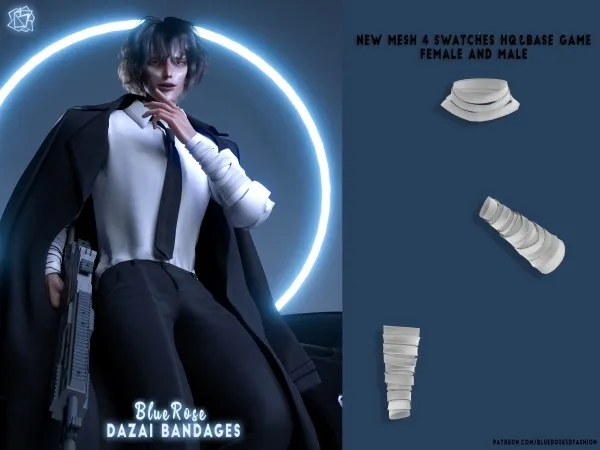 Alpha Dazai Bandages BRsims by bluerose-sims - The Sims 4 Custom Content