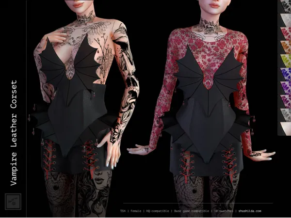 Alpha VAMPIRE LEATHER CORSET by simsfinds - The Sims 4 Custom Content