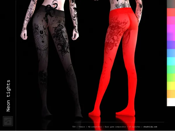 Alpha NEON TIGHTS by simsfinds - The Sims 4 Custom Content