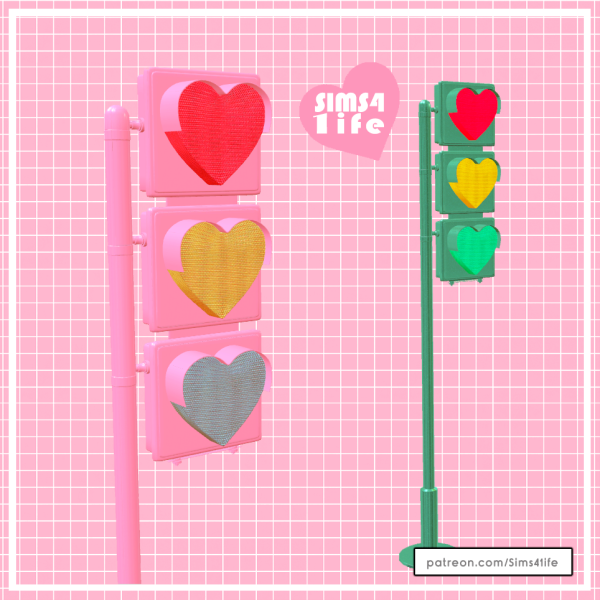 Mix Heart shaped traffic light by simsfinds - The Sims 4 Custom Content