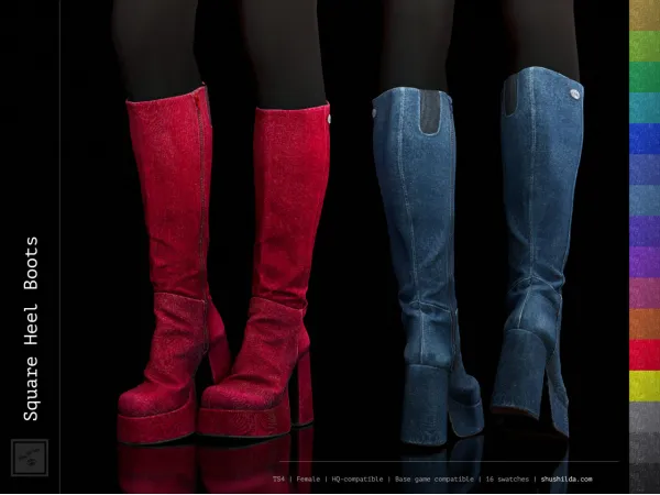 Alpha SQUARE HEEL BOOTS by simsfinds - The Sims 4 Custom Content