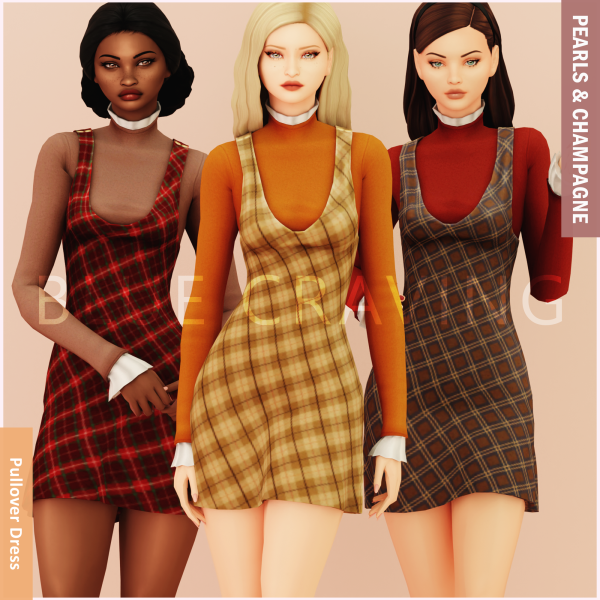 Mix Blue Craving Tweed Pullover Dress by bluecraving - The Sims 4 Custom Content