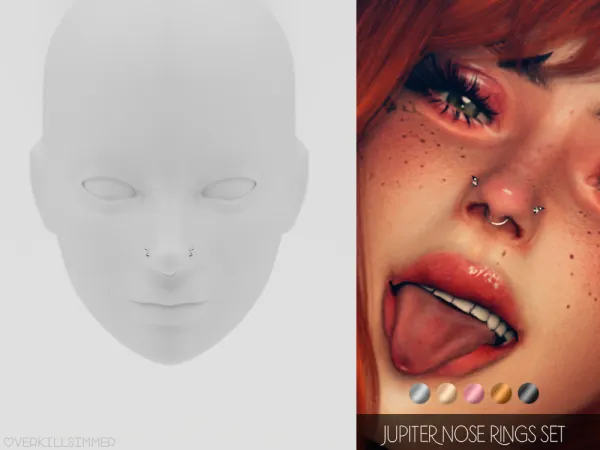 Alpha Jupiter nose rings set by overkillsimmer - The Sims 4 Custom Content