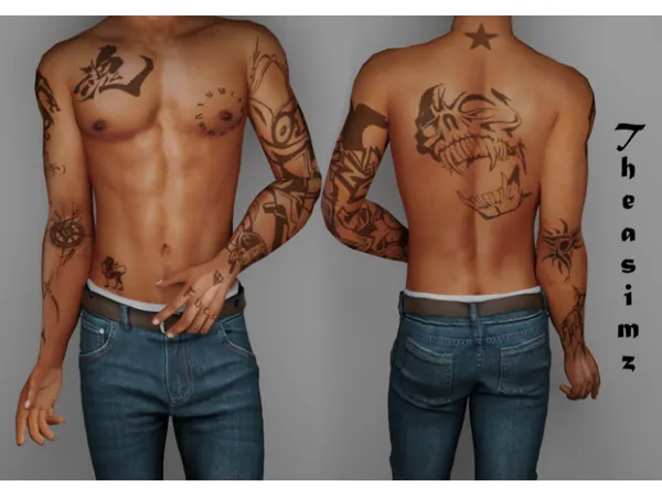 Mix Tiago tattoos by simsfinds - The Sims 4 Custom Content