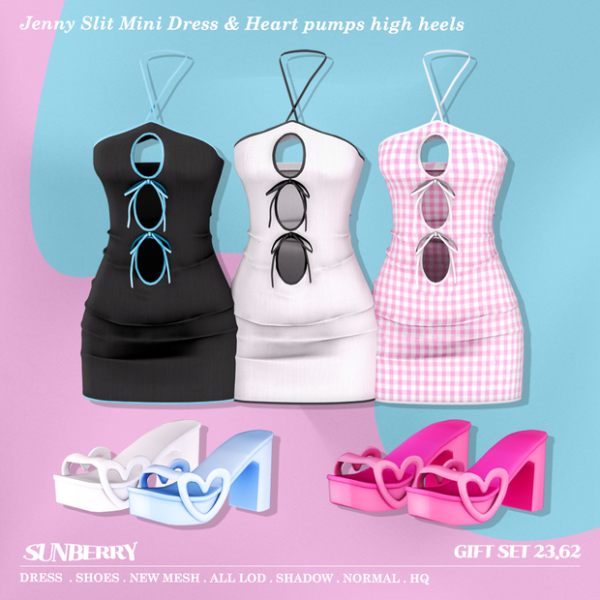 Alpha [SUNBERRY]Jenny Slit Mini Dress Heart pumps heels by simsfinds - The Sims 4 Custom Content