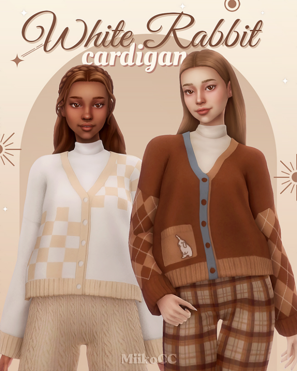 Maxis Match White Rabbit cardigan by simsfinds - The Sims 4 Custom Content