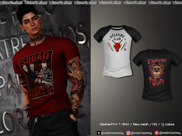 Alpha Slasher T shirt for men by WisteriaSims4 - The Sims 4 custom content