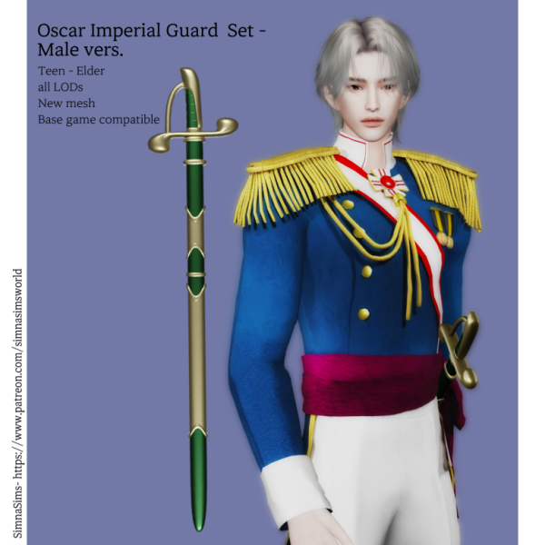 Alpha [Simna] Oscar Imperial Guard Set_Male Version by simsfinds - The Sims 4 Custom Content