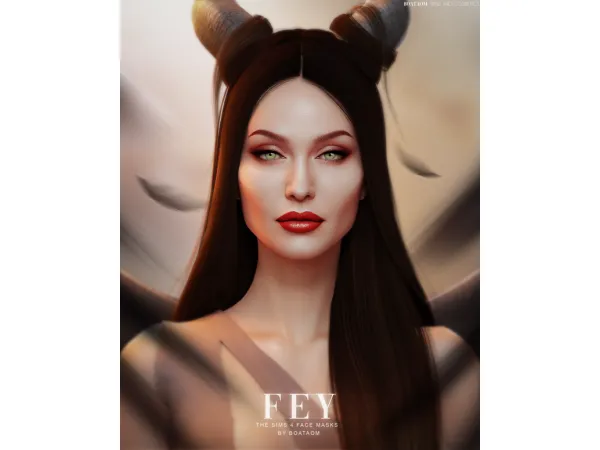 Alpha FEY FACE MASKS AND SKIN OVERLAY by BoatAom - The Sims 4 Custom Content