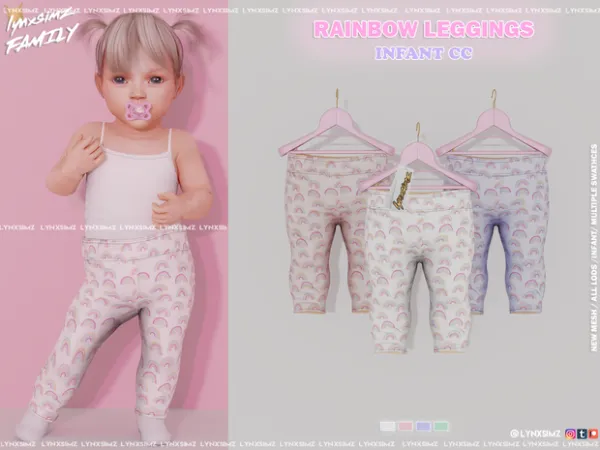 Alpha Rainbow Leggings Infant by simsfinds - The Sims 4 Custom Content