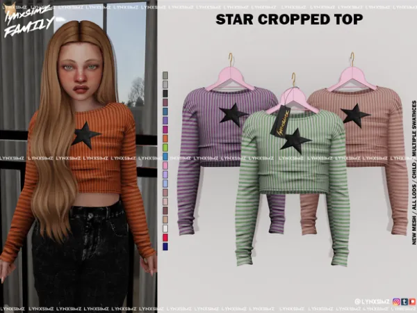 Alpha Star Cropped Top Child by simsfinds - The Sims 4 Custom Content