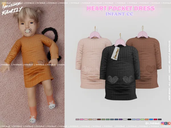 Alpha Heart Pocket Dress Infant by simsfinds - The Sims 4 Custom Content