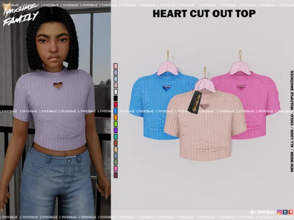 Alpha Heart Cut Out Top Child by simsfinds - The Sims 4 Custom Content