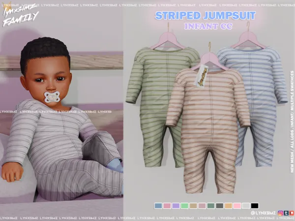 Alpha Striped Jumpsuit Infant by simsfinds - The Sims 4 Custom Content