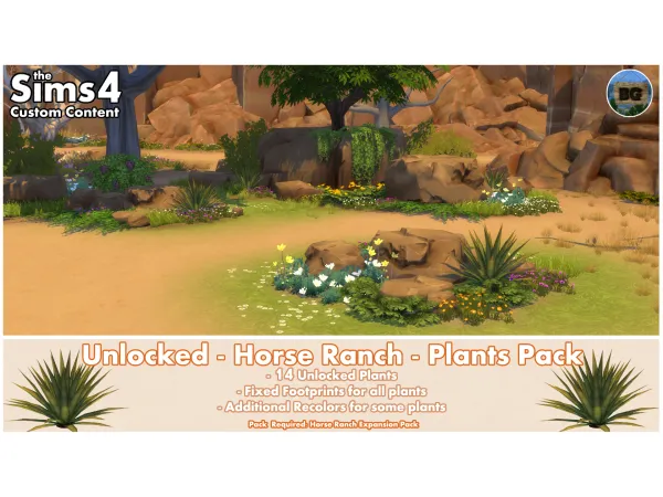 Maxis Match Unlocked Horse Ranch Plants Pack by simsfinds - The Sims 4 Custom Content