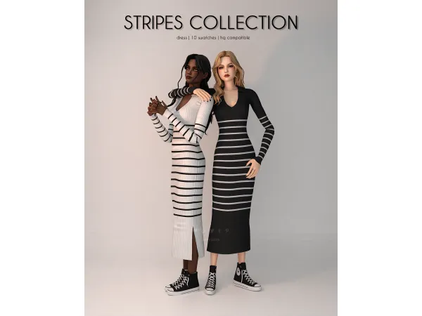 Mix Dress Stripes Collection - The Sims 4 Custom Content