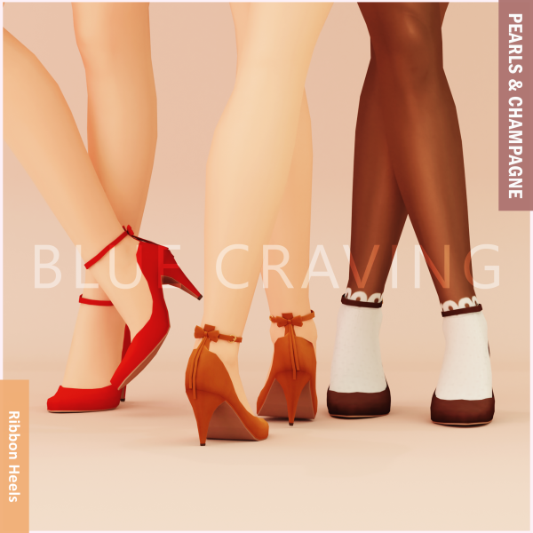 Mix Blue Craving Bow Heels by bluecraving - The Sims 4 Custom Content