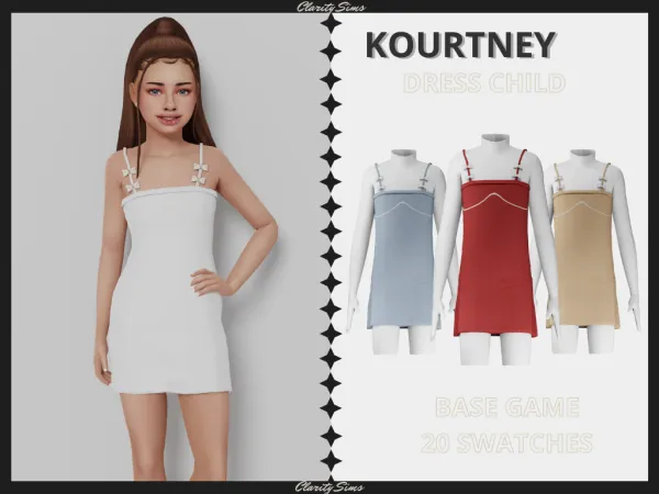 Alpha Kourtney Dress Child by clarity-sims - The Sims 4 Custom Content