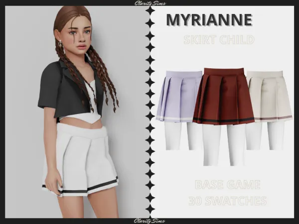 Alpha Myrianne Skirt Child by clarity-sims - The Sims 4 Custom Content