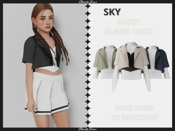 Alpha Sky Short Blazer Child - The Sims 4 Custom Content