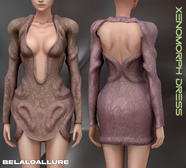 Alpha Xenomorph dress by simsfinds - The Sims 4 Custom Content