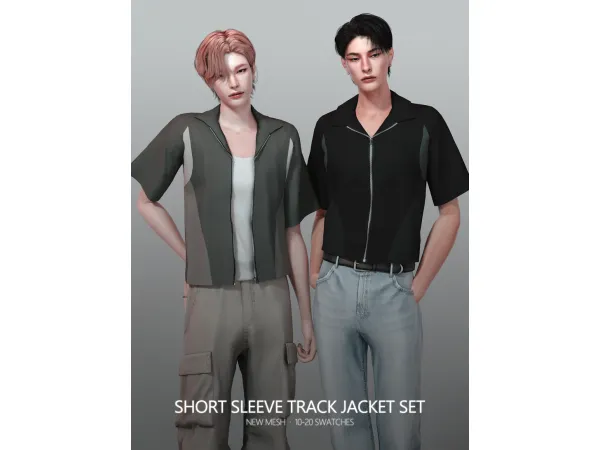 Alpha Short Sleeve Track Jacket Set - The Sims 4 Custom Content