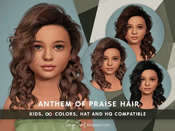 Alpha Anthem of Praise hairs (Kids Version) by simsfinds - The Sims 4 Custom Content