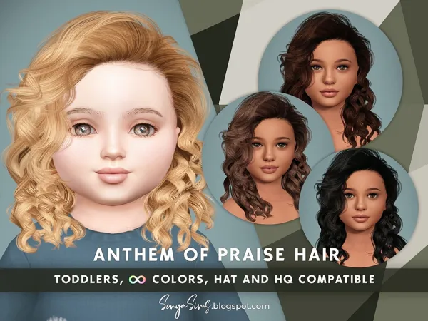 Alpha Anthem of Praise Hair (Toddler Version) by simsfinds - The Sims 4 Custom Content