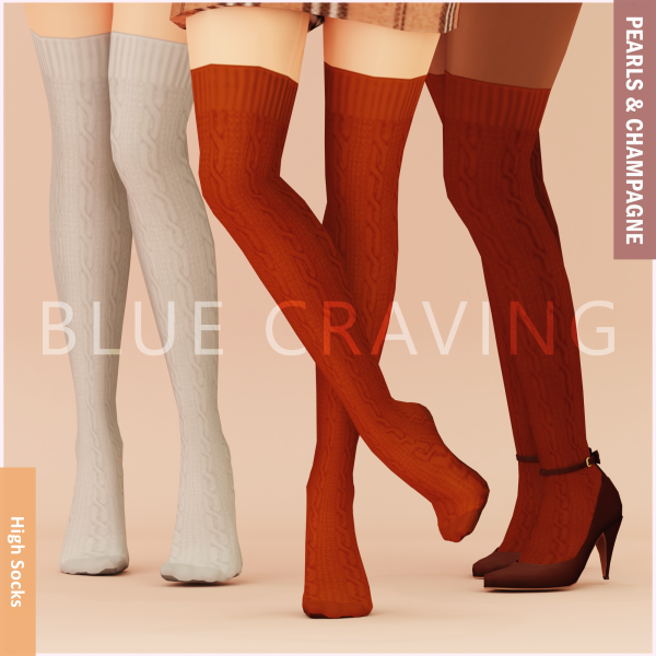 Maxis Match Blue Craving Knitted High Socks by bluecraving - The Sims 4 Custom Content