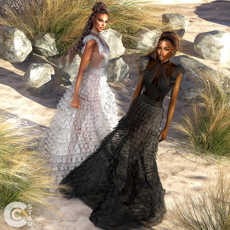 Halter Tiered Skirts Ruffle Bridal Gown - Sims 4 CC - SimsFinds