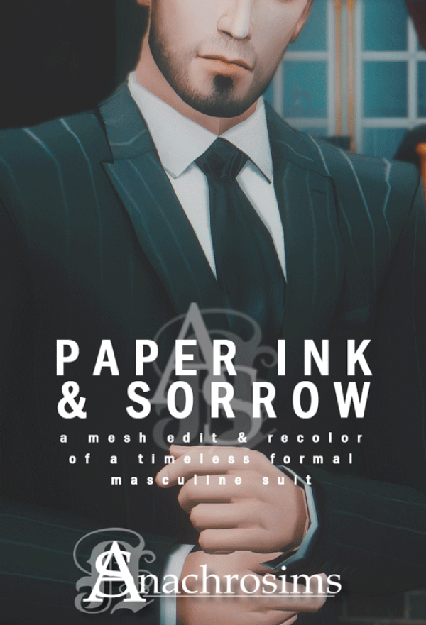 Mix [TS4CC] Paper Ink Sorrow Suit by simsfinds - The Sims 4 Custom Content
