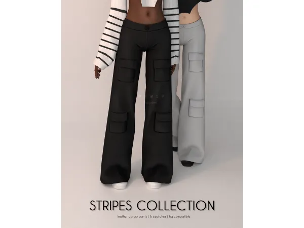 Leather Cargo Pants - Stripes Collection