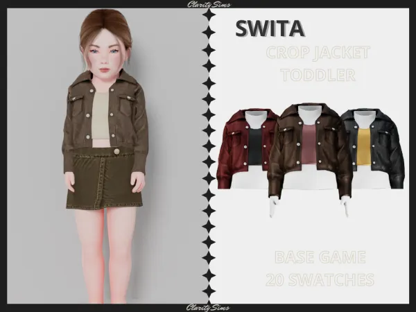 Alpha Swita Crop Jacket Toddler - The Sims 4 Custom Content