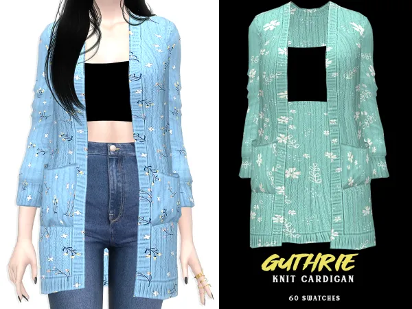 Mix Guthrie Knit Cardigan by grafity-cc - The Sims 4 Custom Content