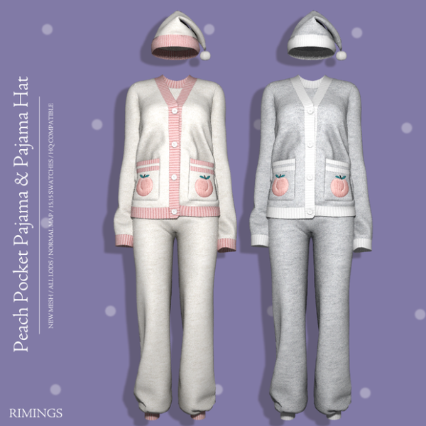 Alpha [RIMINGS] Peach Pocket Pajama Pajama Hat by simsfinds - The Sims 4 Custom Content