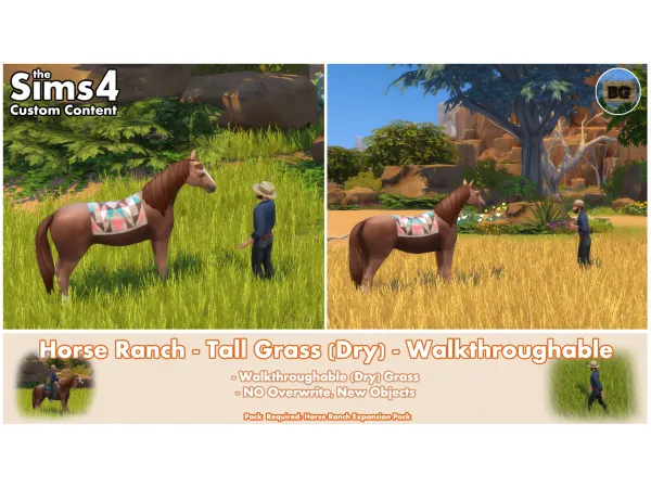 Maxis Match Horse Ranch Tall Grass (Dry) Walkthroughable by Bakie - The Sims 4 Custom Content