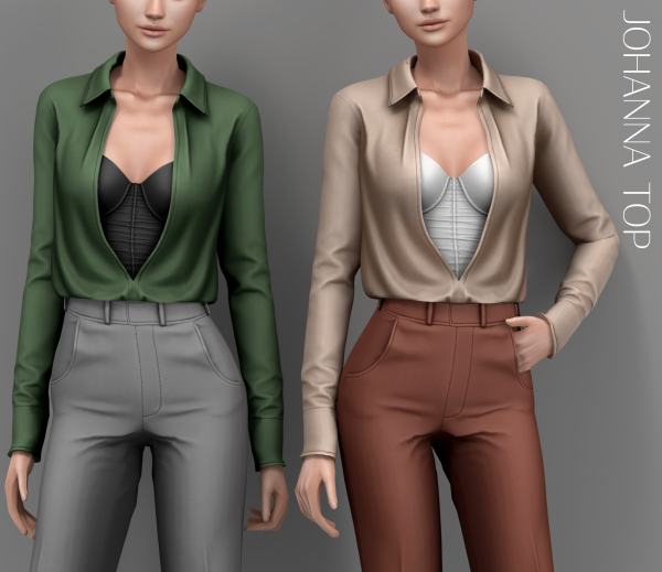 Alpha JOHANNA TOP by simsfinds - The Sims 4 Custom Content