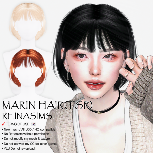 Alpha Marin hair by simsfinds - The Sims 4 Custom Content