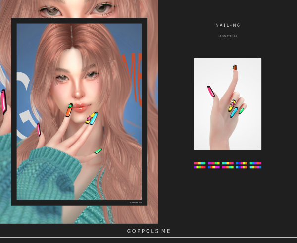 Alpha GPME GOLD Fingernail N6 by simsfinds - The Sims 4 Custom Content
