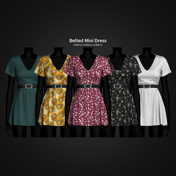 Alpha Belted Mini Dress by simsfinds - The Sims 4 Custom Content