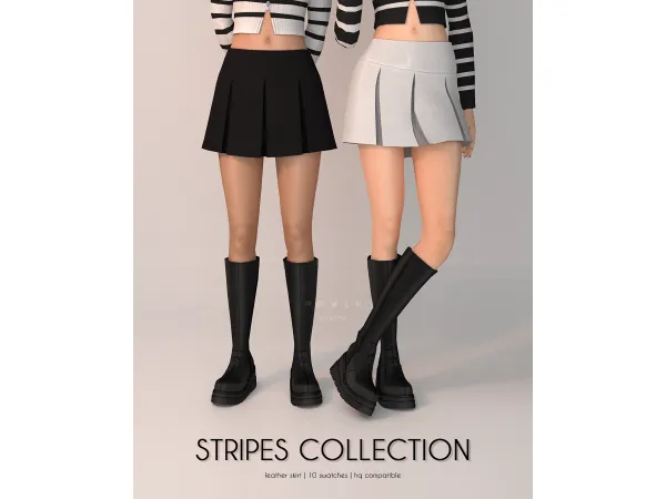 Leather Skirt - Stripes Collection