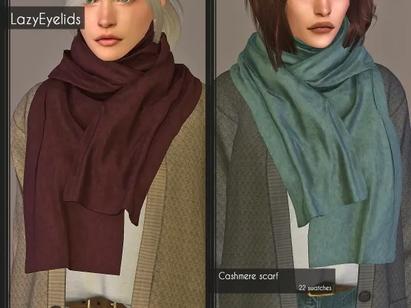 Alpha Cashmere scarf by lazyeyelids - The Sims 4 Custom Content