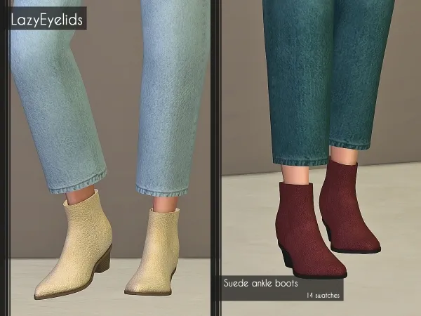Alpha Suede ankle boots by lazyeyelids - The Sims 4 Custom Content