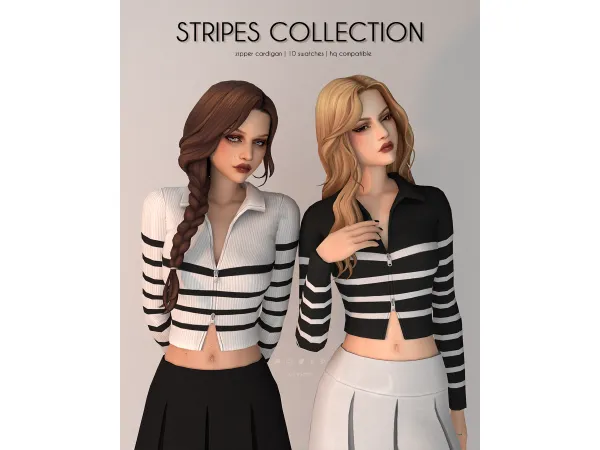 Mix Zipper Cardigan Stripes Collection - The Sims 4 Custom Content
