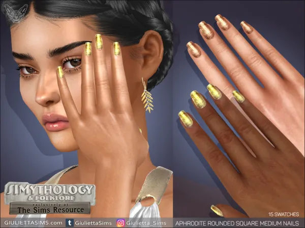 Alpha Simythology Aphrodite Rounded Square Medium Nails by simsfinds - The Sims 4 Custom Content