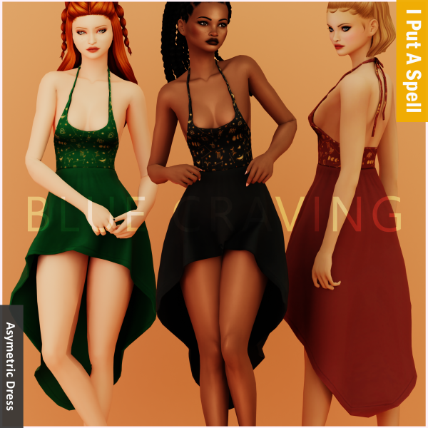 Maxis Match Blue Craving Zodiac Asymetric Dress by bluecraving - The Sims 4 Custom Content