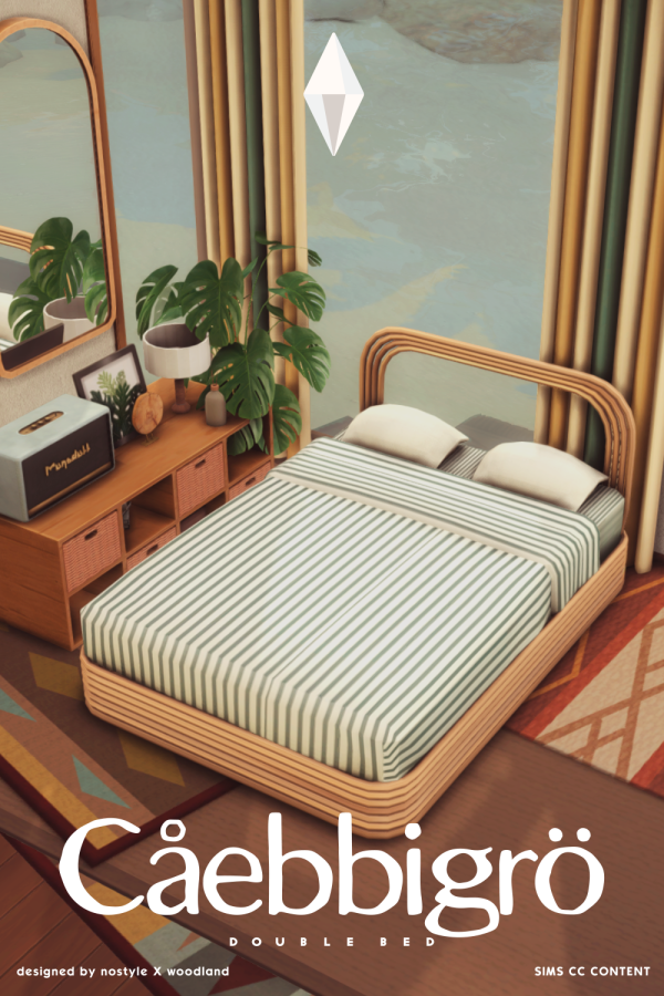Maxis Match Cåebbigrö Double Bed by simsfinds - The Sims 4 Custom Content